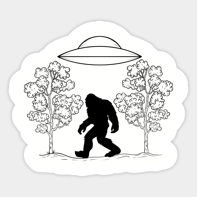 That Bigfoot kidnapped my UFO Sticker by Tattoos By Pigpen 